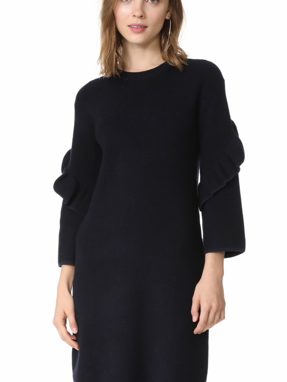 Tory Burch Navy Ruffle-Sleeve Knit Dress